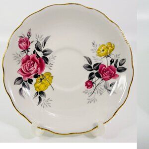 Royal Vale yellow & pink roses saucer